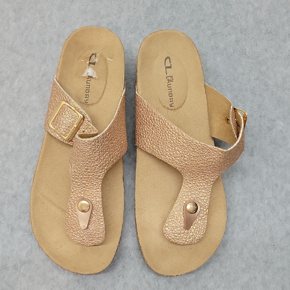 CL By Launday Gold Women Sandals Sz